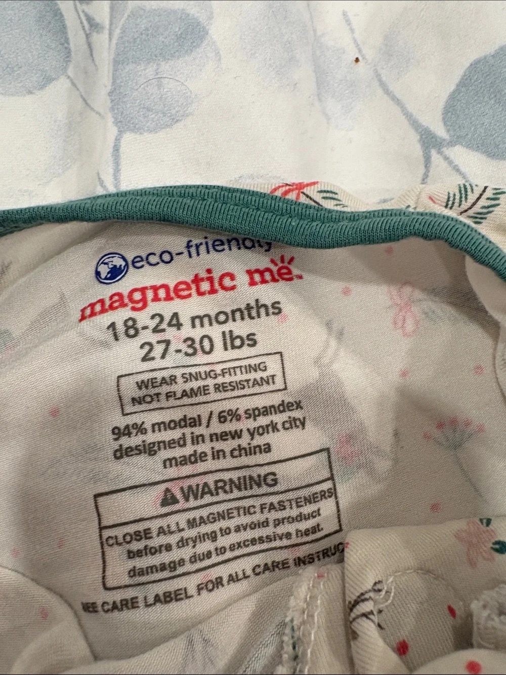 MagneticMe 18-24 month Christmas bamboo pajama footie set